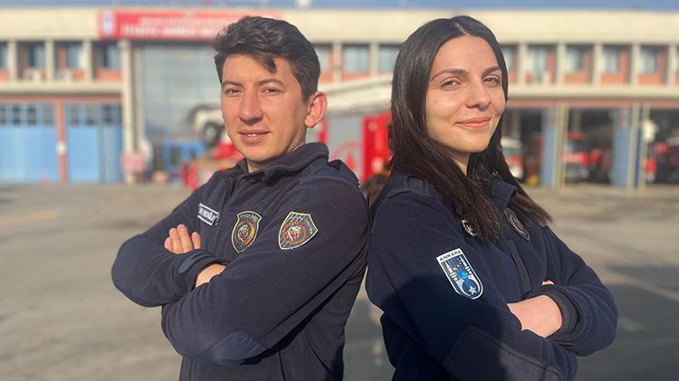 Ankaralı itfaiyeci çift omuz omuza çalışıyor
