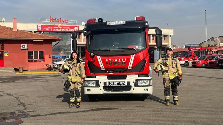 Ankaralı itfaiyeci çift omuz omuza çalışıyor