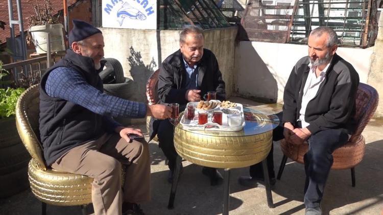 Bir Rizeli klasiği Araba lastiklerinden bahçe oturma takımı yaptı