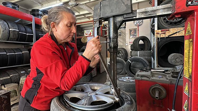 Edirneli lastik ustası kadın kanseri yendi işinin başına döndü