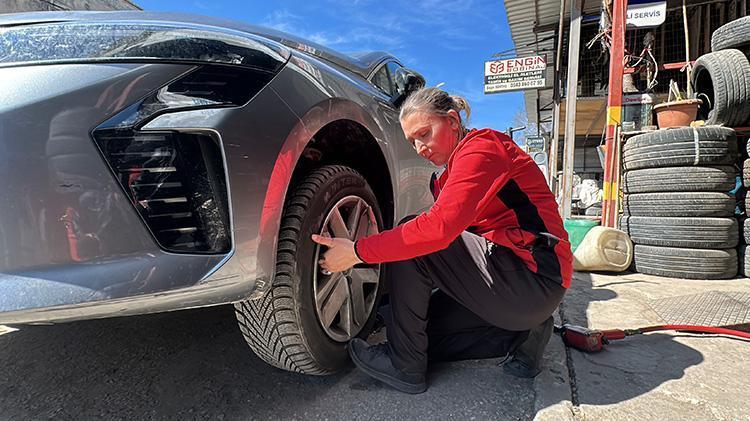 Edirneli lastik ustası kadın kanseri yendi işinin başına döndü