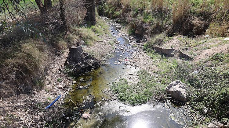 Kozanda dere yatakları siyah aktı, mahalle sakinleri kirliliğe tepki gösterdi