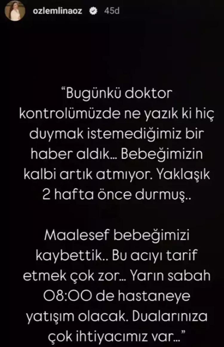 Özlem Öz bebeğini kaybetti 5 kez hamile kalmıştı, bu paylaşımı yaptı