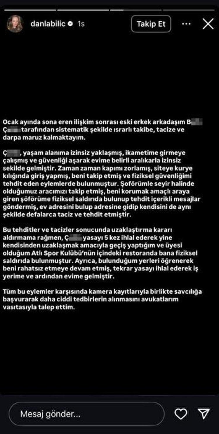 Danla Biliç eski sevgilisi tarafından darp edildi; KADESten yardım istedi