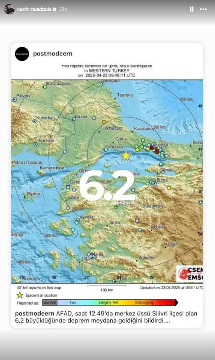 İstanbulda 6.2 büyüklüğünde deprem Ünlü isimlerden geçmiş olsun paylaşımları