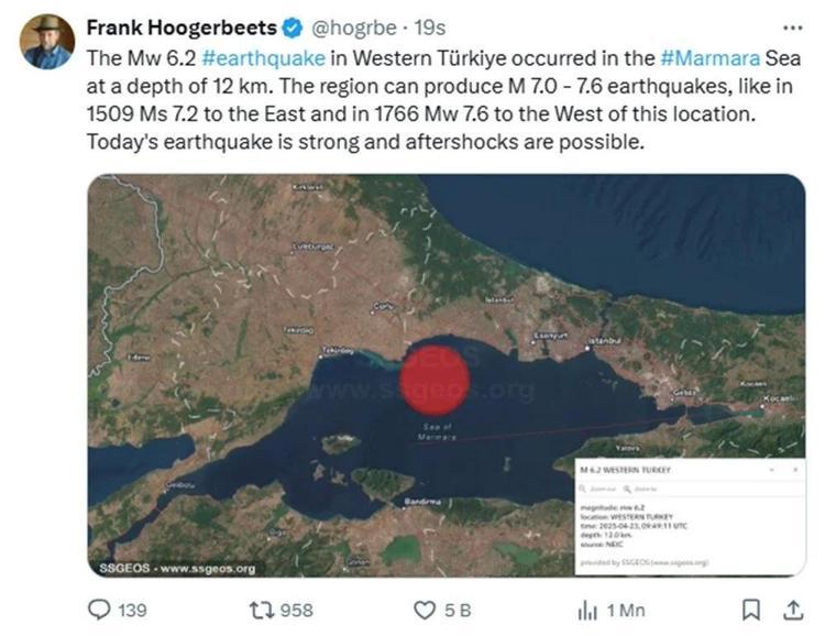 Maraş depremini bilmişti Frank Hoogerbeets 23 Nisan depremi sonrası tahminini açıkladı