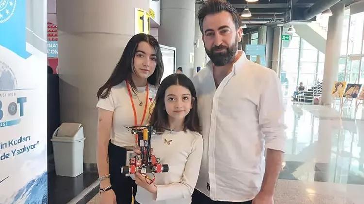 Baba ve iki kızı robot yarışmasına katıldı Kayseriden Bursaya derece ile döndüler