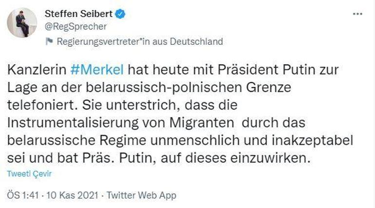 Almanya Başbakanı Merkel’den Putine Belarus çağrısı