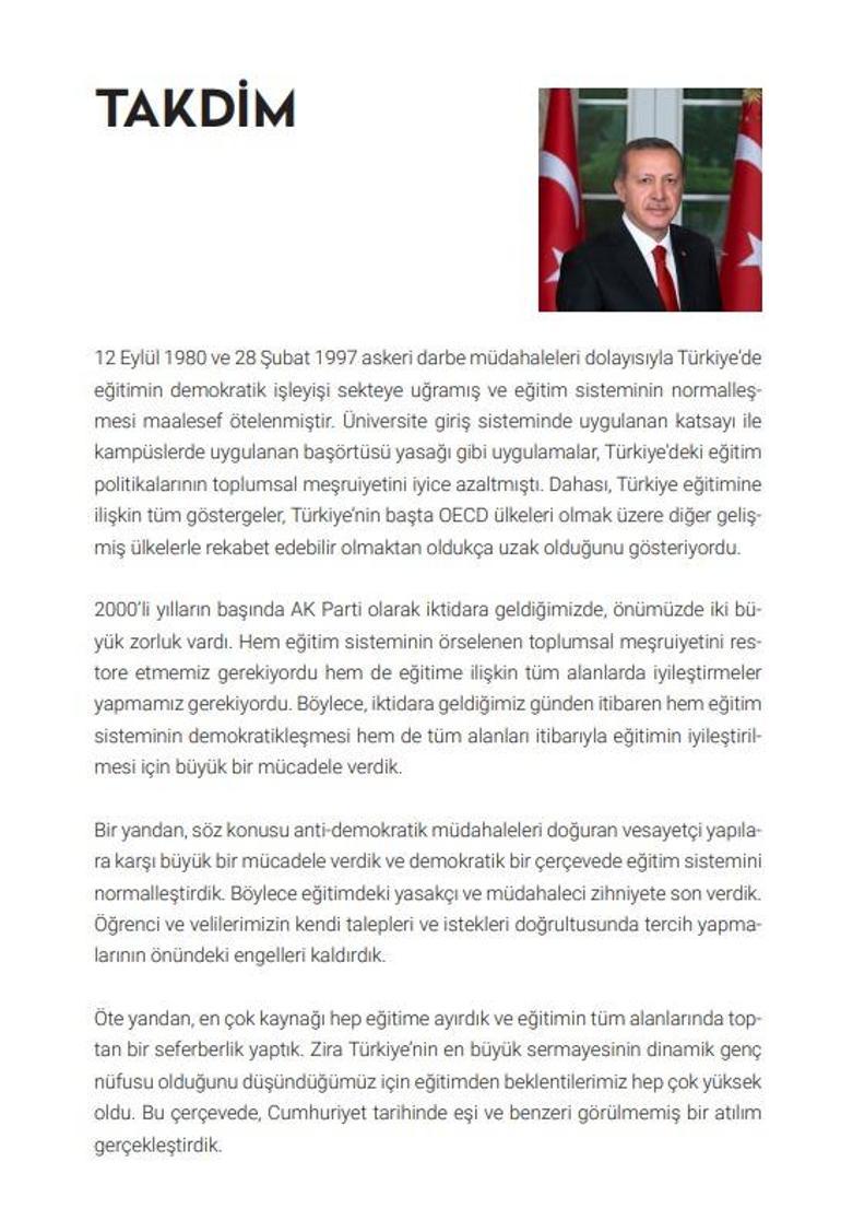 Cumhurbaşkanı Erdoğandan eğitim mesajı Beklentilerimizi artırmak durumundayız