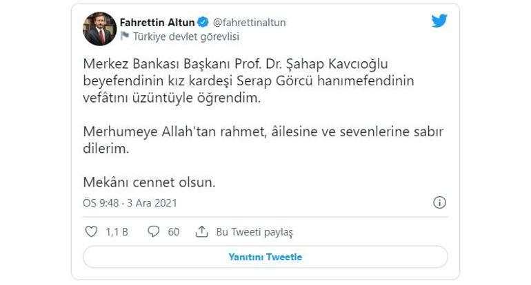 Merkez Bankası Başkanı Şahap Kavcıoğlunun acı günü