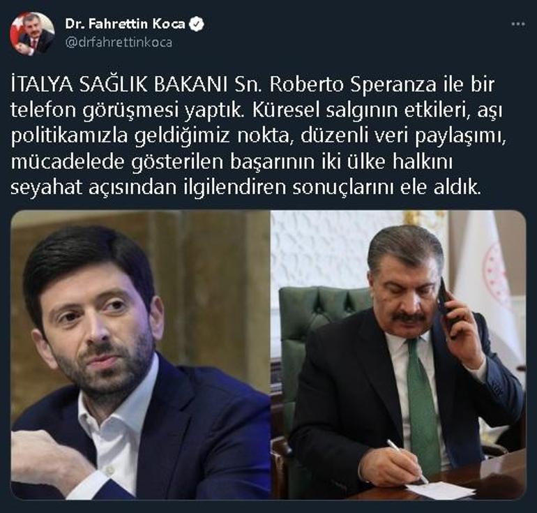 Bakan Koca, İtalyan mevkidaşıyla görüştü