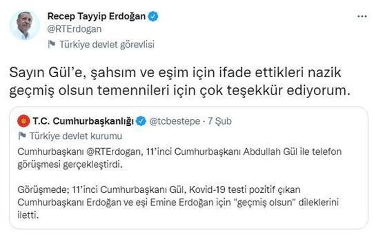 Abdullah Gülden Cumhurbaşkanı Erdoğana geçmiş olsun telefonu