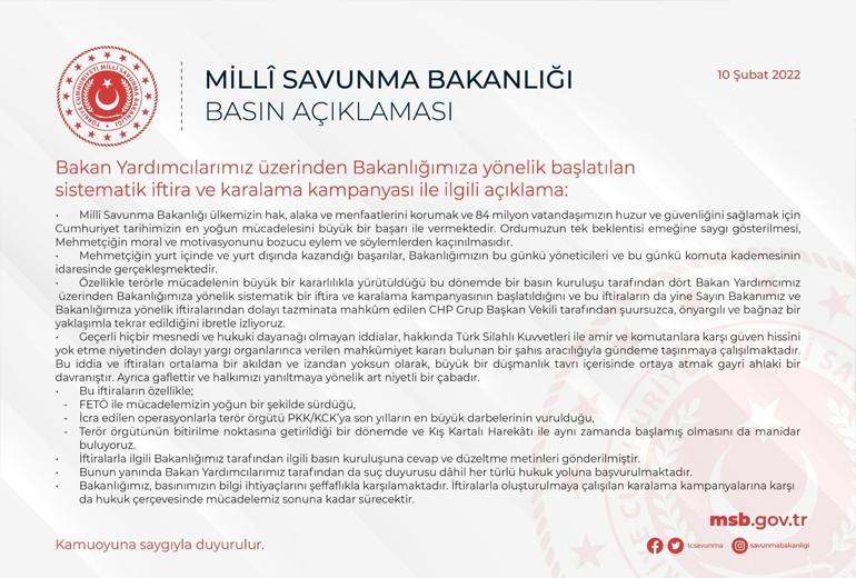 Milli Savunma Bakanlığından FETÖ iddialarına ilişkin açıklama