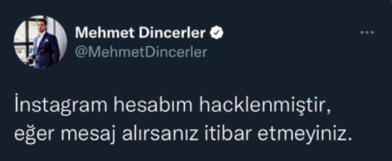 Mehmet Dinçerlerin Instagram hesabı çalındı
