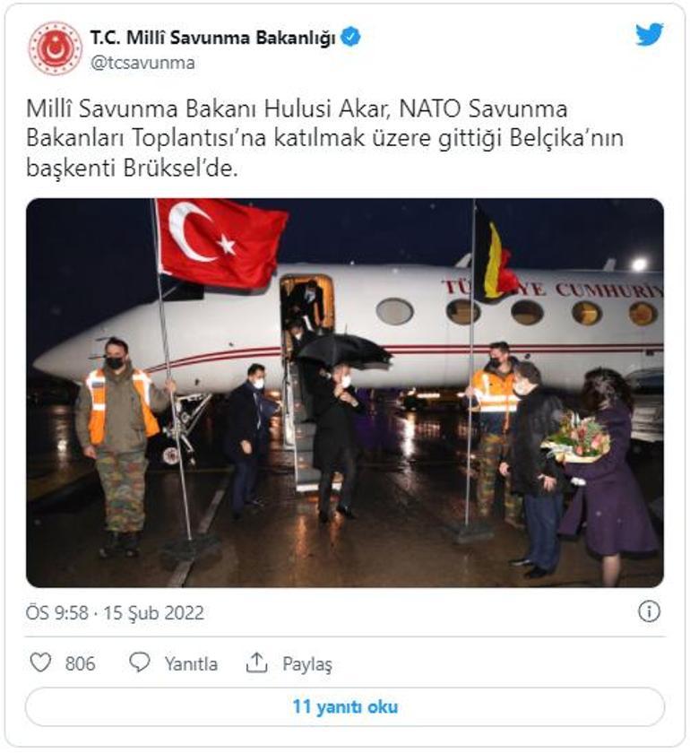 Bakan Akar, NATO Savunma Bakanları Toplantısı için Brükselde