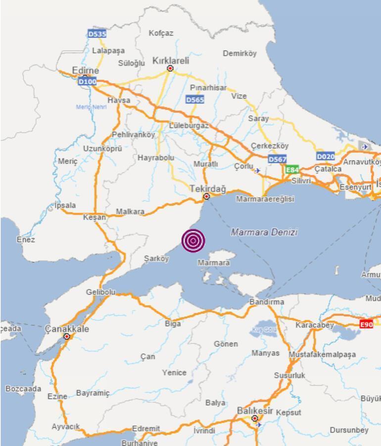 Marmarada 4,1 büyüklüğünde deprem