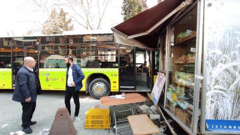 İETT otobüsü Halk Ekmek büfesine daldı Facianın eşiğinden dönüldü