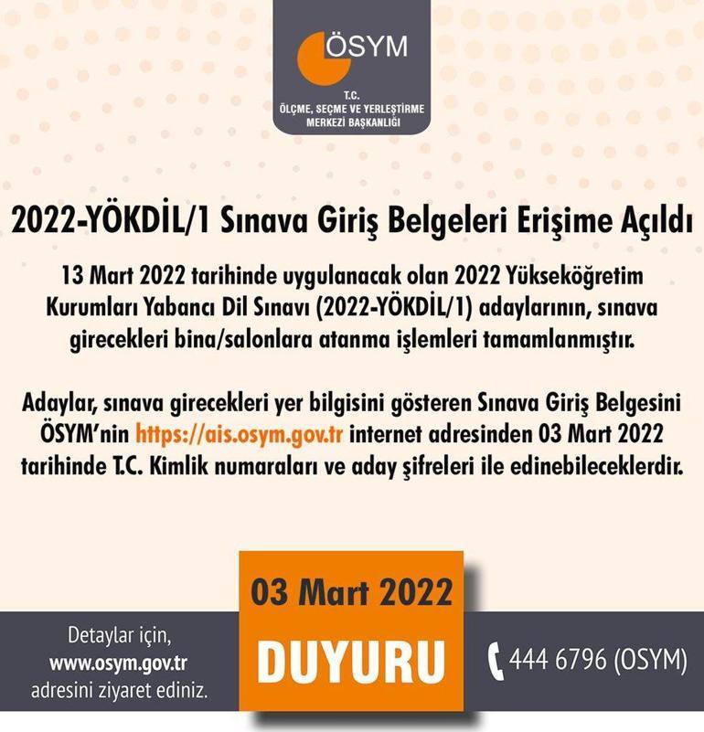 YÖKDİL sınav yerleri açıklandı mı, YÖKDİl ne zaman 2022 YÖKDİL sınav giriş belgesi 2022 sorgulama ve PDF alma ekranı