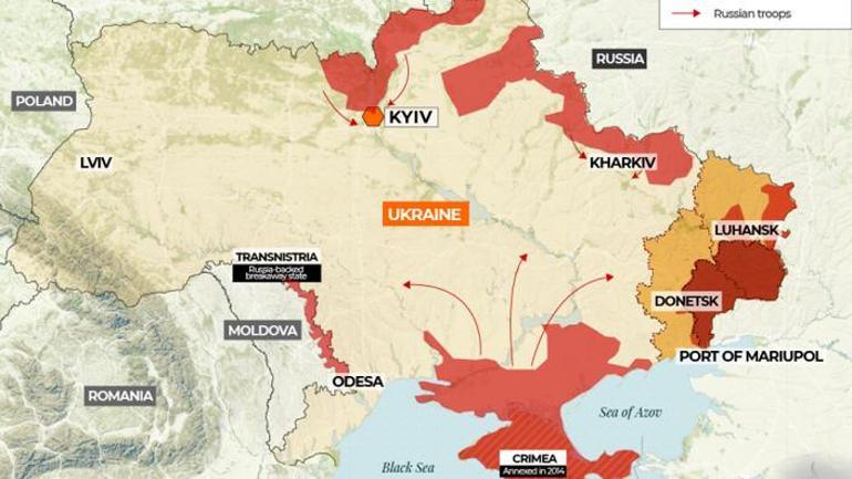 Rusya Ukrayna savaşı son durum Harita üzerinden Rusya nerelere girdi, Rusya Ukrayna savaşında kaç kişi öldü