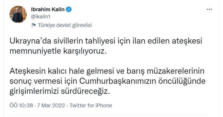 Sözcü Kalın: Ateşkesin kalıcı hale gelmesi girişimlerimizi sürdüreceğiz