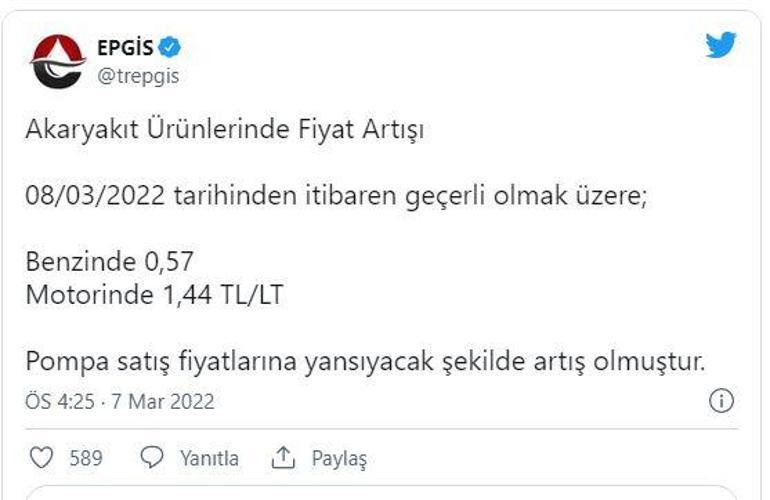 Benzin fiyatı ne kadar oldu, İstanbul, Ankara ve İzmir’de benzinin günce litre fiyatı kaç TL Benzine yeni zam geldi mi