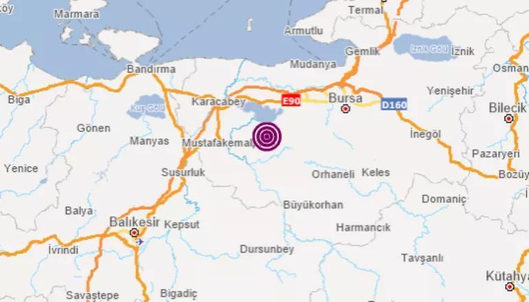 Bursada 4.3 büyüklüğünde deprem İlk bilgiler geldi