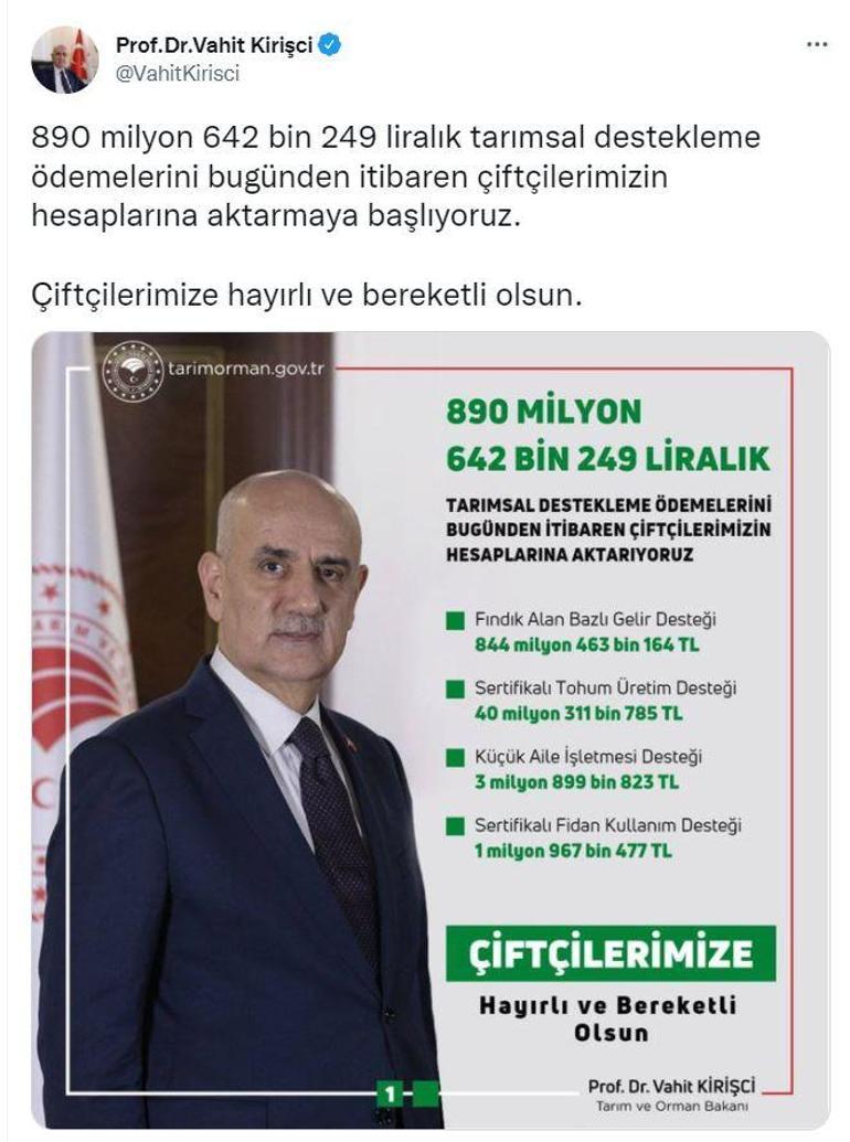 Çiftçilere güzel haber Destek ödemeleri bugün hesaplara aktarılıyor