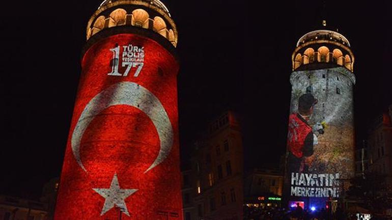 Türk Polis Teşkilatının 177. yılında, Galata Kulesinde görsel şölen