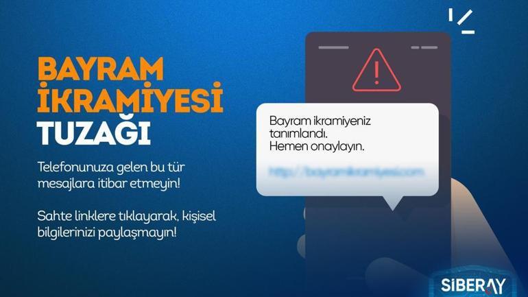 Bayram ikramiyesi tuzağı Mesajla gelen linke sakın tıklamayın, uyarı geldi