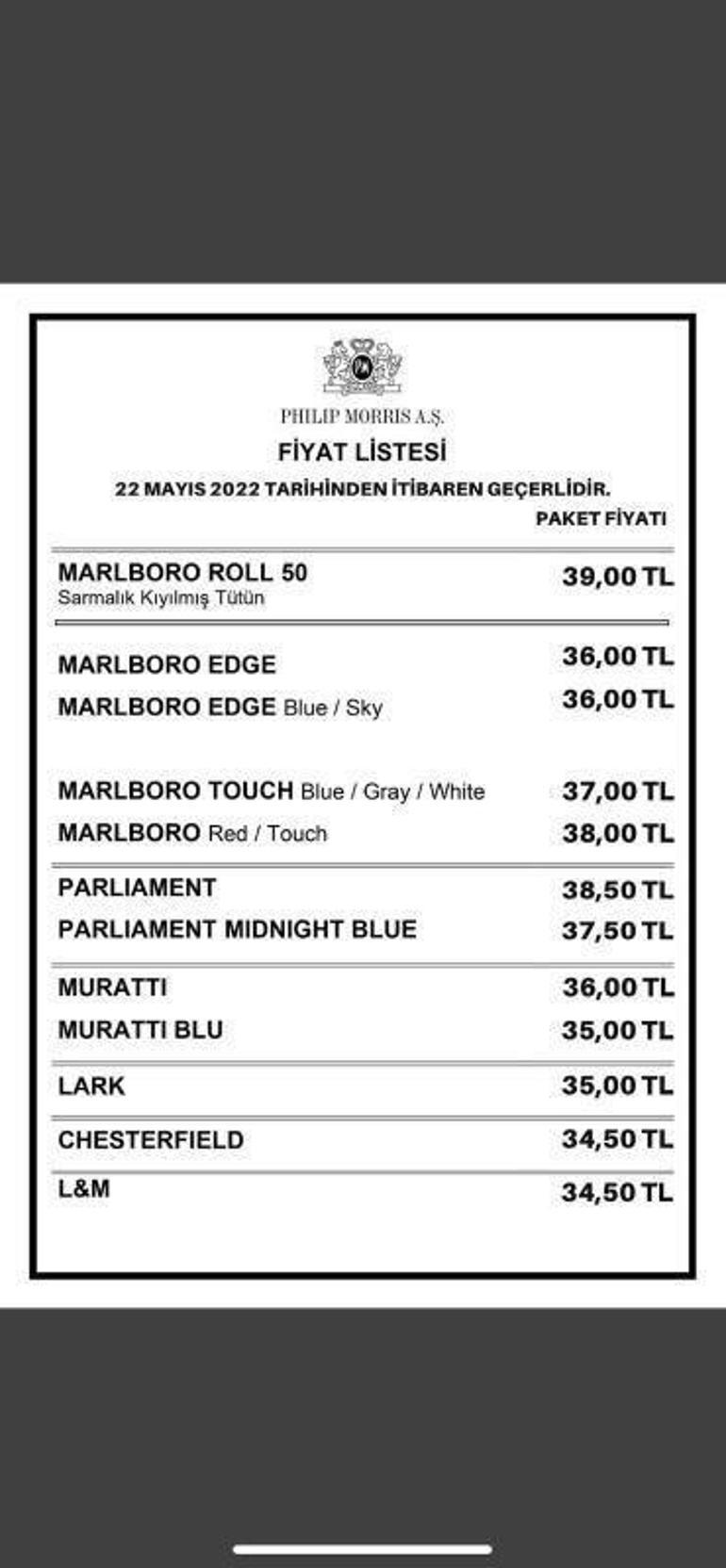 Sigaraya zam geldi mi, güncel 26 Mayıs sigara fiyatları ne kadar Sigara zammı Marlboro, Lark, Parliament, Murattı, LM fiyatları son durum