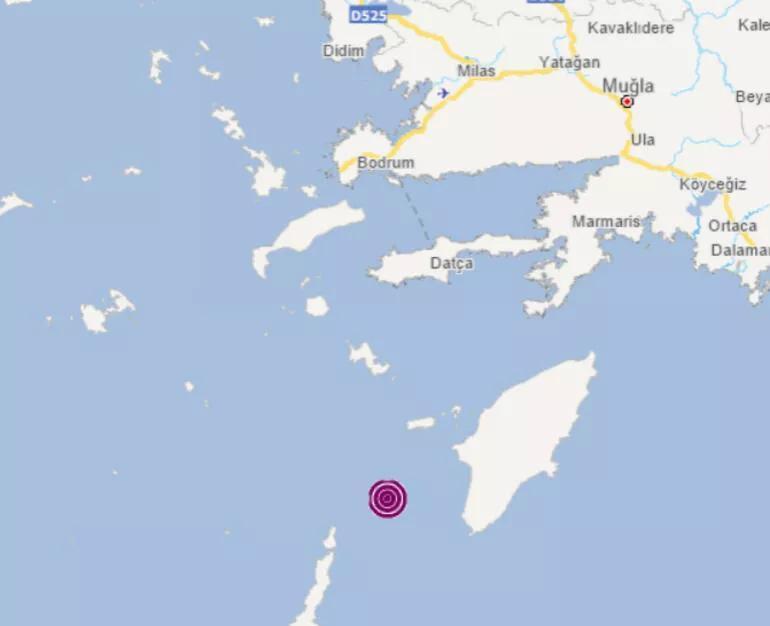 Ege Denizi Muğla açıklarında 4,4 büyüklüğünde deprem