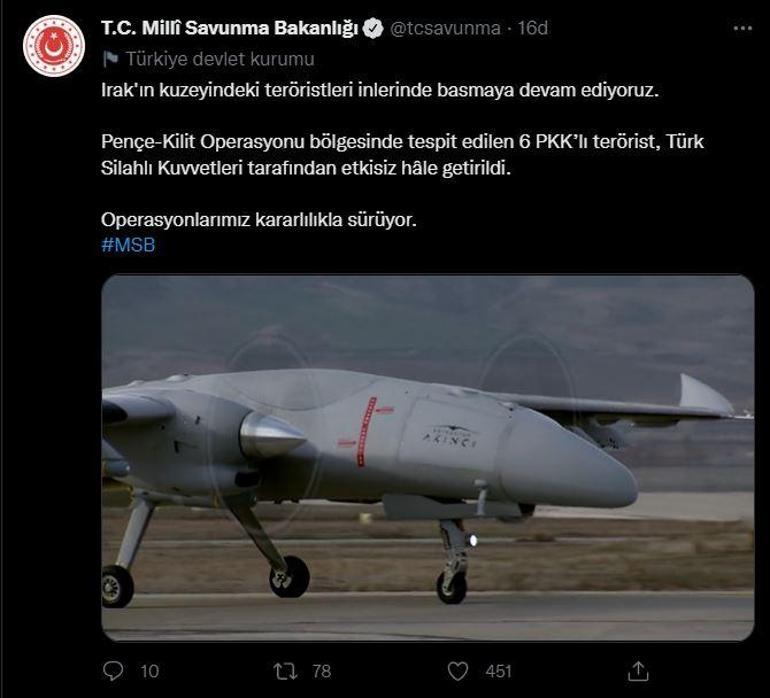 Pençe-Kilitte  6 PKK’lı terörist etkisiz hale getirildi