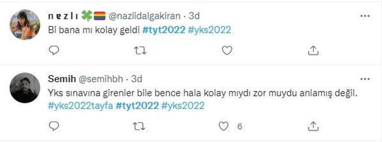 YKS 2022 yorumları TYT soruları zor muydu, kolay mıydı, ÖSYM YKS TYT soruları nasıldı Twitter YKS yorumları