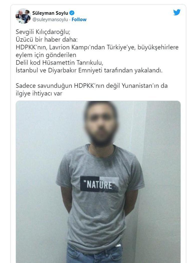 Bakan Soylu duyurdu Faciadan dönüldü, eylem hazırlığındaki terörist yakalandı