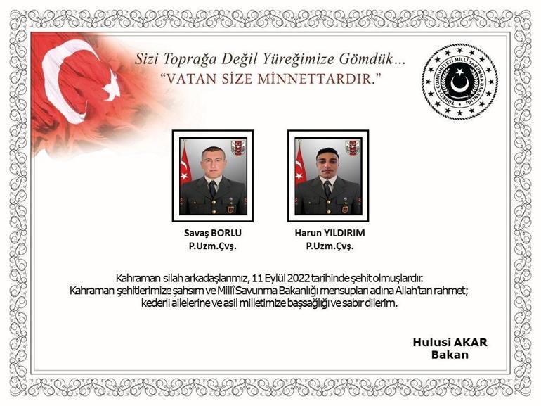 MSB acı haberi duyurdu Şehit sayımız 4e yükseldi