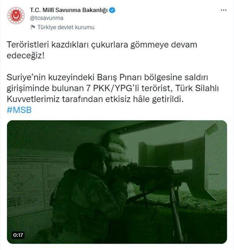 Barış Pınarında 7 PKK/YPG’li terörist etkisiz hale getirildi