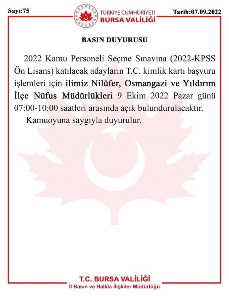 KPSS adayları dikkat Bursa Valiliği duyurdu