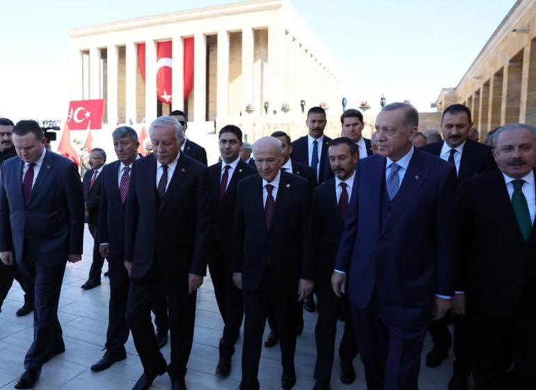 Devlet erkanı Anıtkabirde Cumhurbaşkanı Erdoğandan TOGG vurgusu