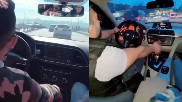 Trafikte tehlikeli anlar Makas atıp sosyal medyada paylaştılar