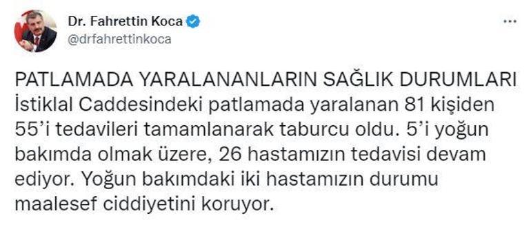 Bakan Koca: Patlamada yaralanan 81 kişiden 55i taburcu oldu