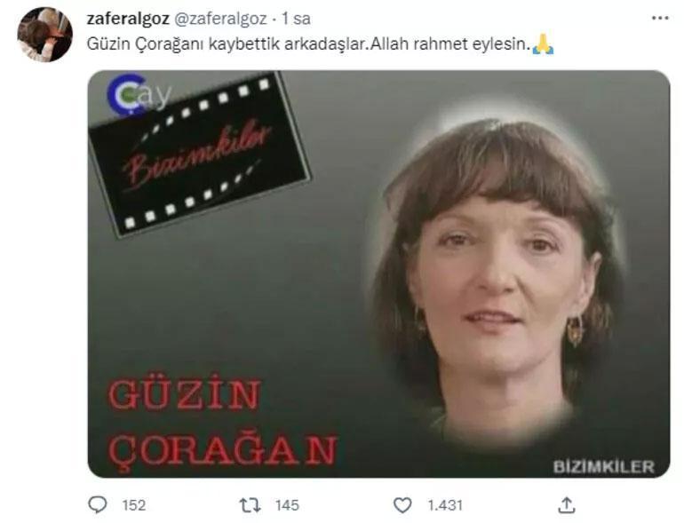 Ünlü tiyatro ve sinema oyuncusu Güzin Çorağan hayatını kaybetti