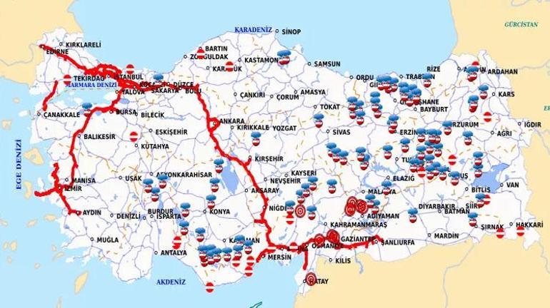 Deprem nedeniyle kapanan yollar ve kapanan yollara alternatif güzergahlar Türkiye KGM haritası ile Maraş, Hatay, Gaziantep, Malatya, Adıyaman kapalı yollar