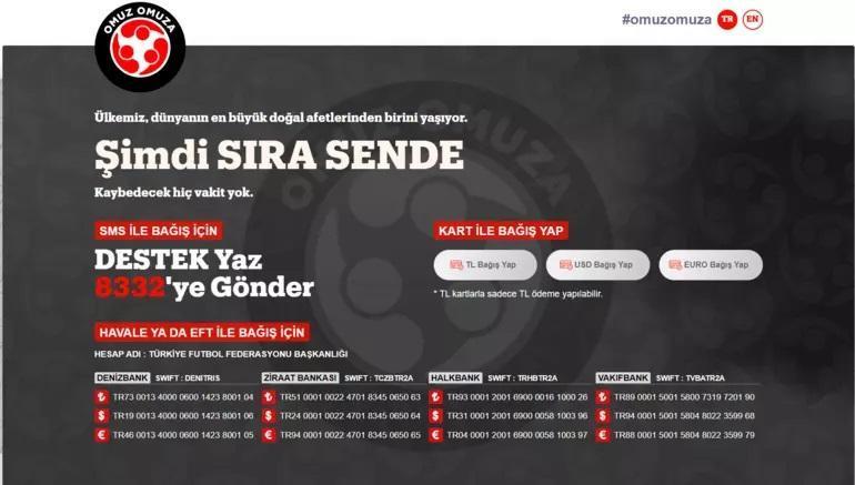 Türk futbol ailesi depremzedeler için Omuz Omuza