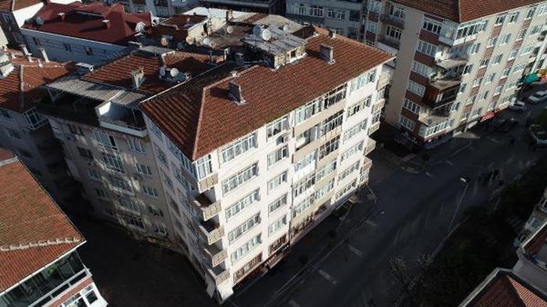 Bahçelievlerde boşaltılan 6 katlı bina havadan fotoğraflandı