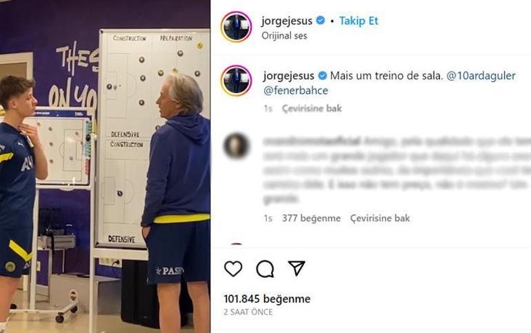 Fenerbahçe teknik direktörü Jorge Jesustan Arda Güler paylaşımı