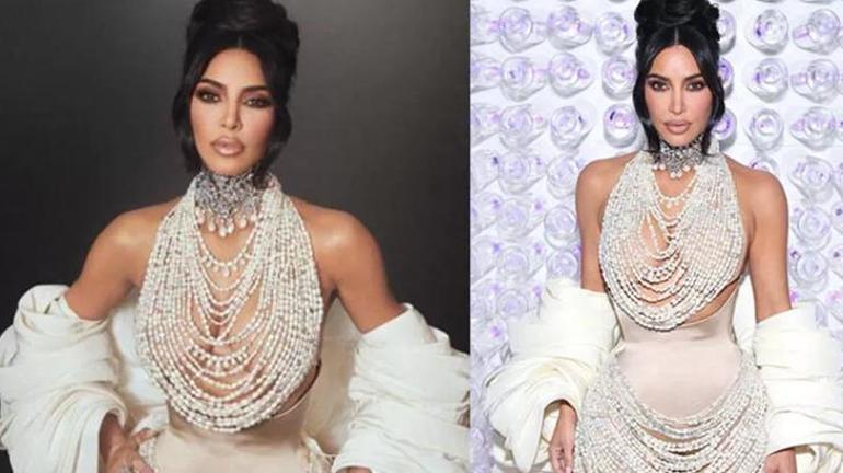 Kim Kardashian yapımı 1000 saat süren kıyafetiyle şaşırttı