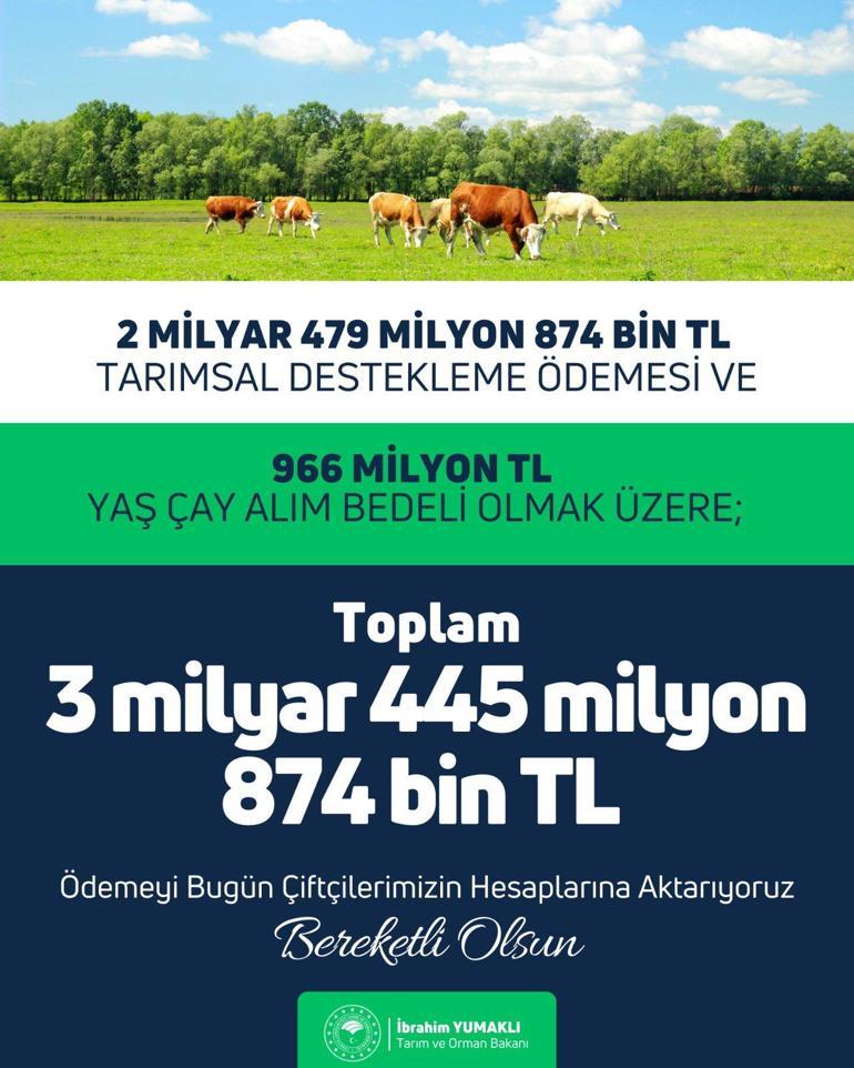 Bakan Yumaklı: 3,4 milyar TL ödemeyi çiftçilerin hesabına aktarıyoruz