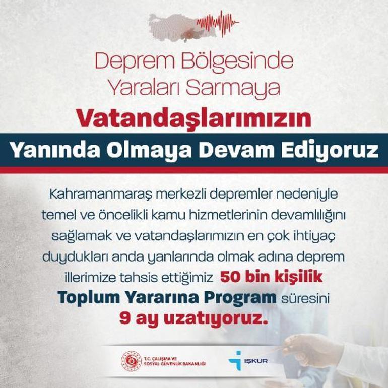 Toplum Yararına Program 9 ay uzatıldı