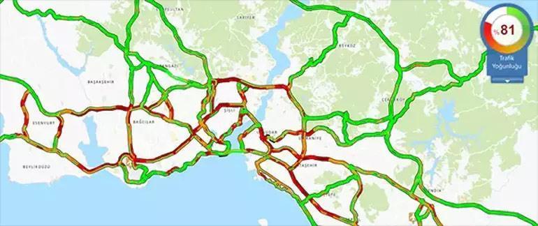İstanbulda trafik yoğunluğu yüzde 80i geçti