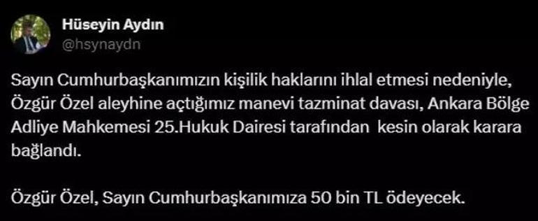 CHP Genel Başkanı Özgür Özel, Cumhurbaşkanı Erdoğana tazminat ödeyecek